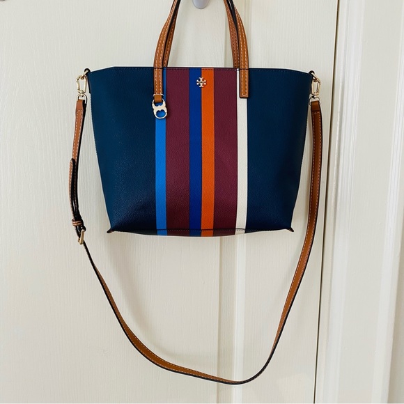 Tory Burch Kerrington Colorful Stripe Leather Tote/Crossbody Bag (medium size) - Picture 2 of 13
